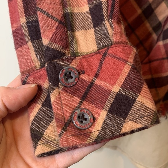 Gimmicks by BKE | Plaid Beaded Embroidered Mesh Long Sleeve Button Down Shirt S - Picture 8 of 17